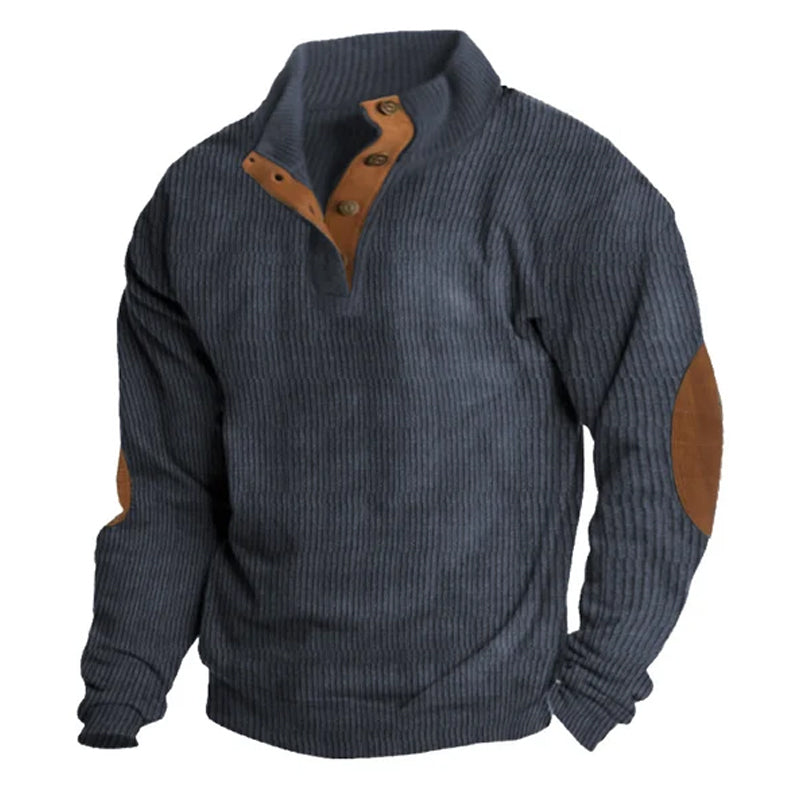 Sweat-shirts décontractés à col montant en velours côtelé pour hommes