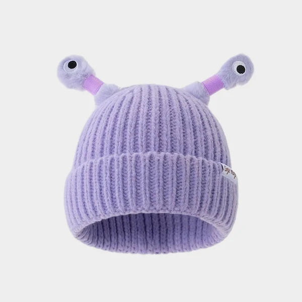 Bonnet tricoté d'hiver parent-enfant, mignon petit monstre brillant