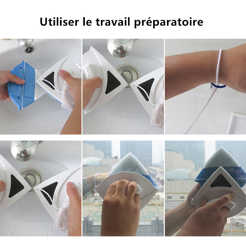 Nettoyant magnétique pour vitres double face