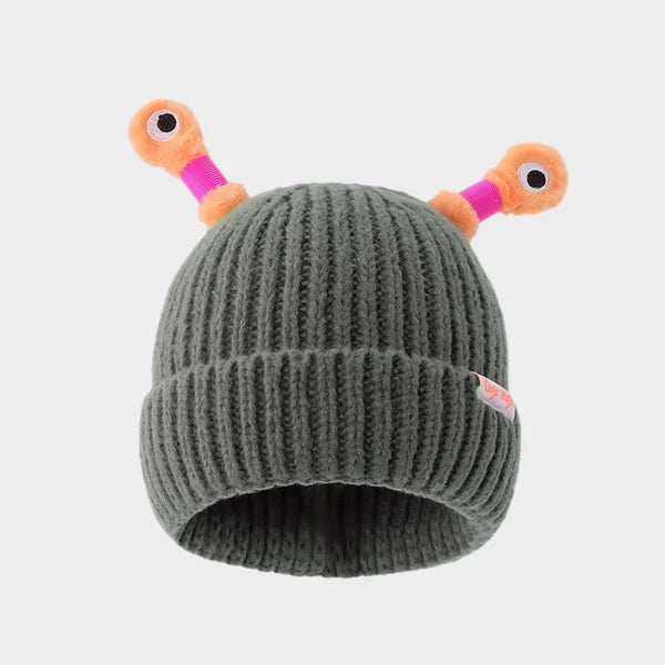 Bonnet tricoté d'hiver parent-enfant, mignon petit monstre brillant