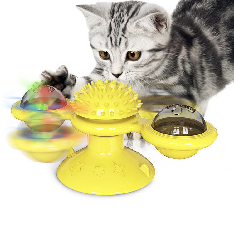 Jouet Drôle de Chat de Moulin à Vent Rotatif