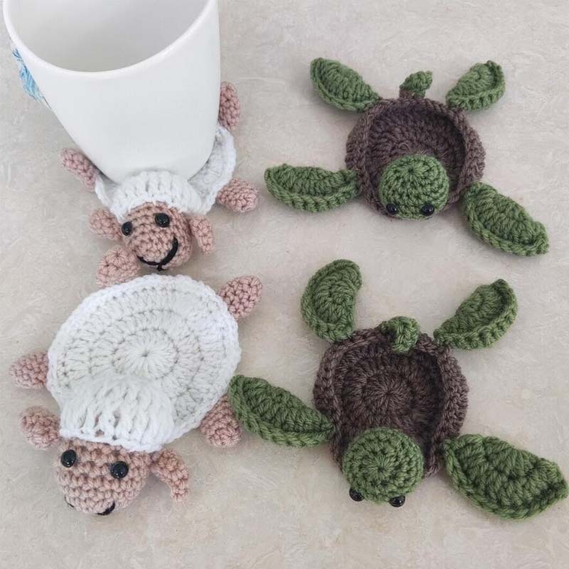 Sous-verre de tasse tricoté à la main de manique