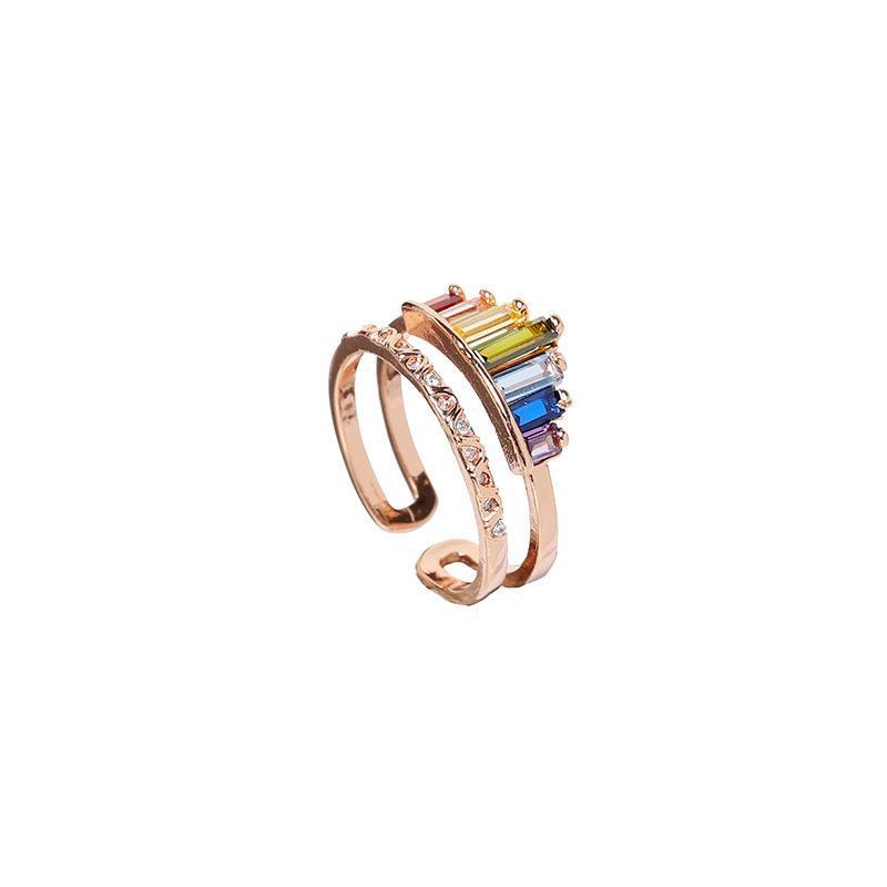 Bague d'Arc-en-ciel Ă  Micro Diamants