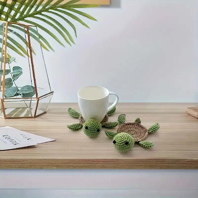 Sous-verre de tasse tricoté à la main de manique