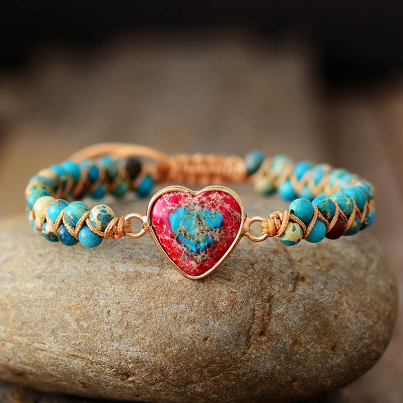 Ă€ ma petite-fille Love You Forever Jasper Heart Bracelet