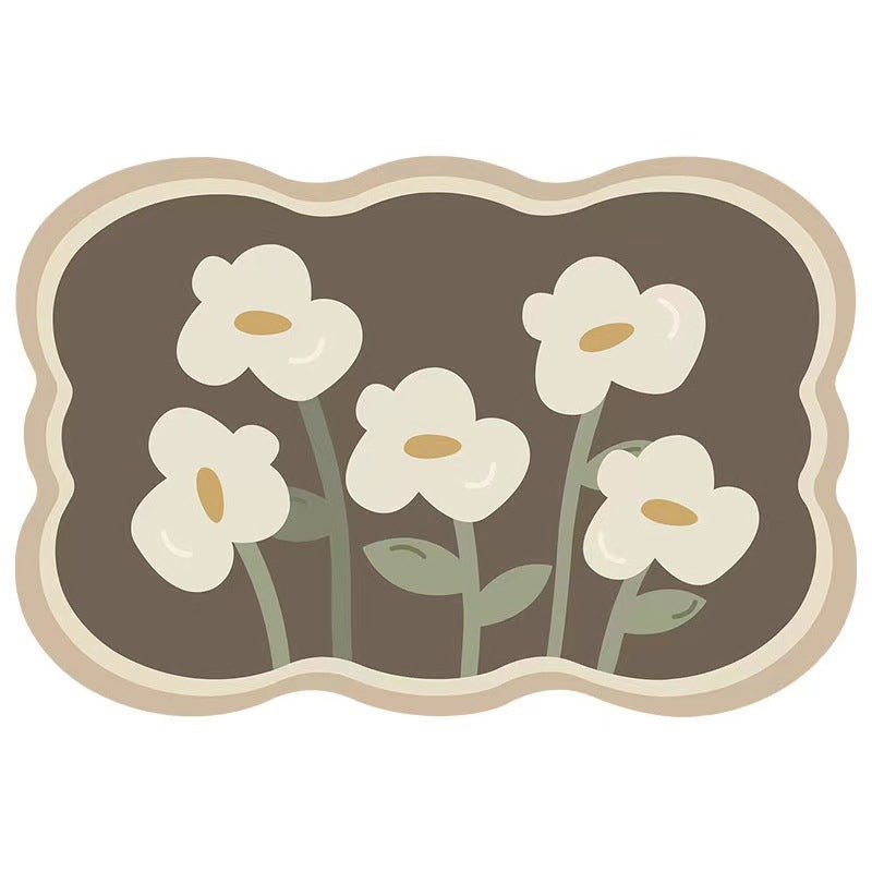 Tapis antidérapant fleur super absorbant