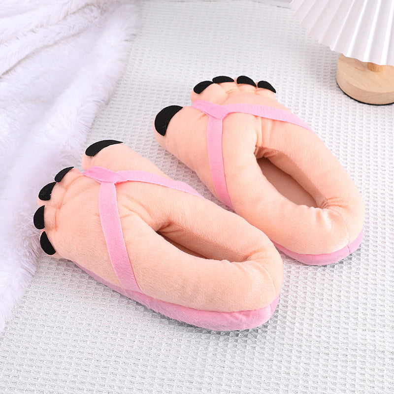 Pantoufles fantaisie en peluche amusantes.