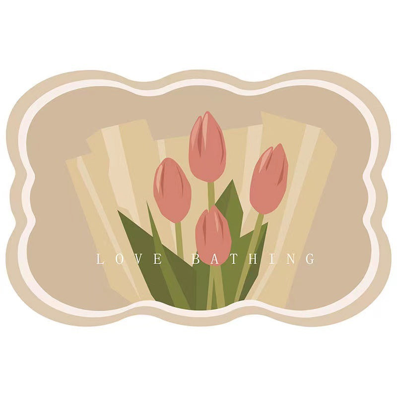 Tapis antidérapant fleur super absorbant