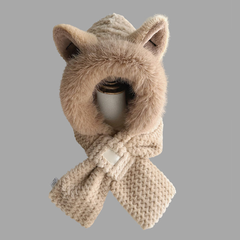 Bonnet et écharpe 2 en 1 avec oreilles de renard mignonnes