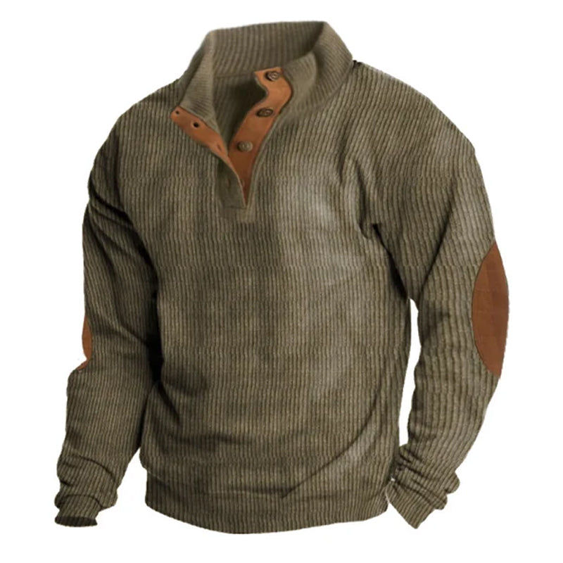Sweat-shirts décontractés à col montant en velours côtelé pour hommes