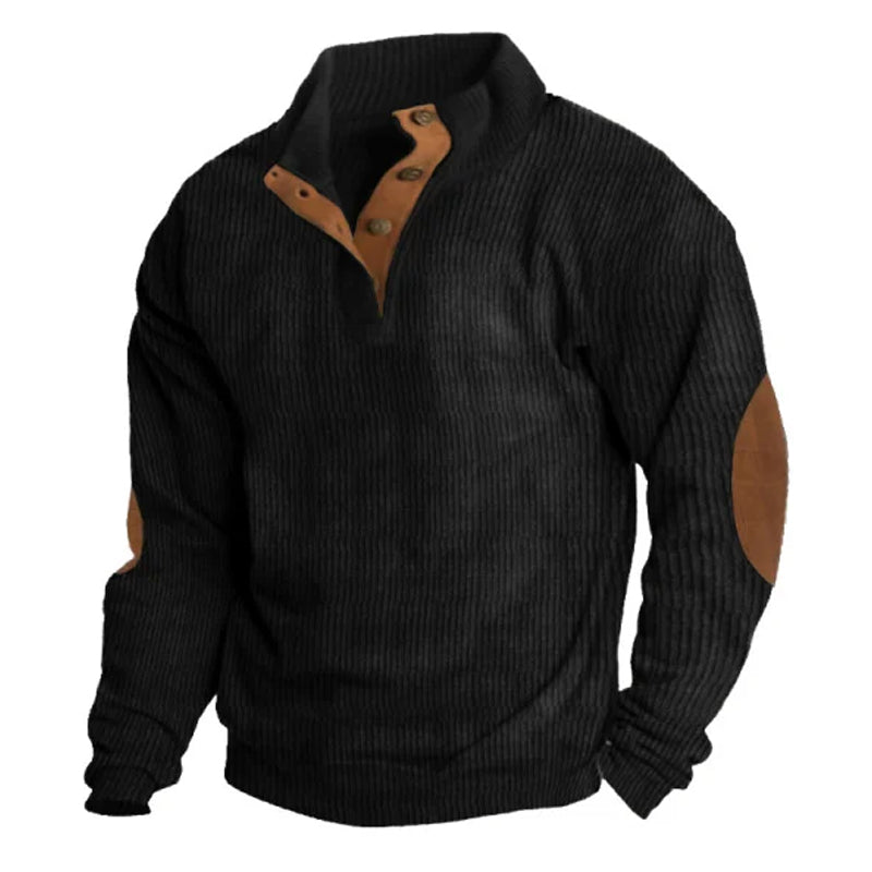Sweat-shirts décontractés à col montant en velours côtelé pour hommes