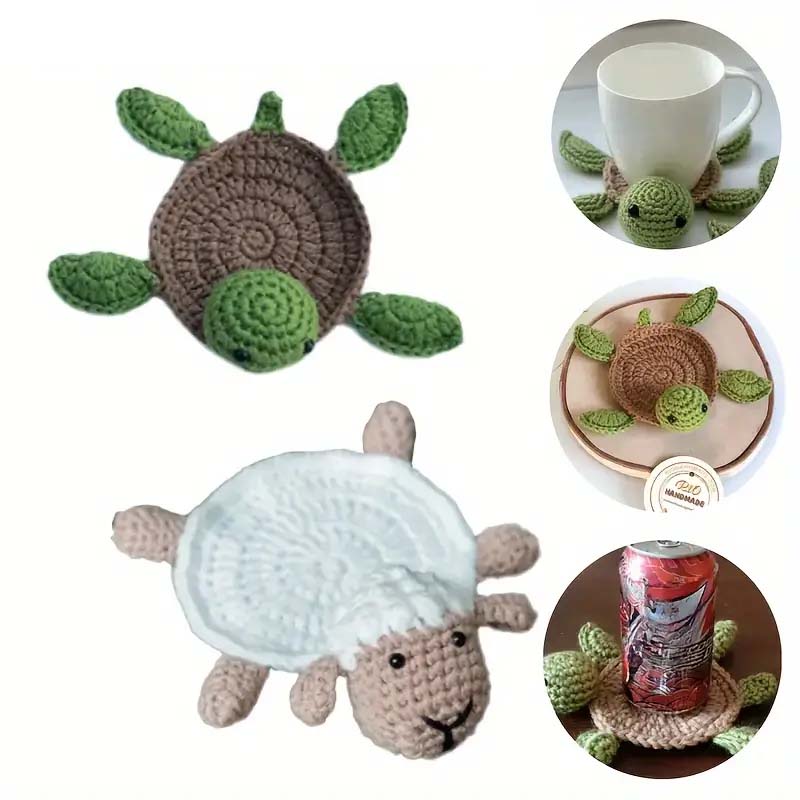 Sous-verre de tasse tricoté à la main de manique