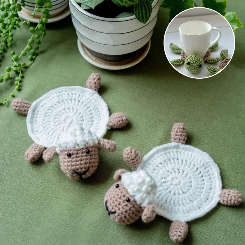 Sous-verre de tasse tricoté à la main de manique