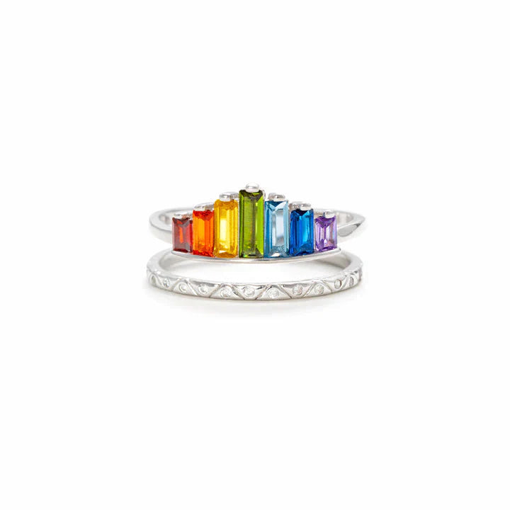 Bague d'Arc-en-ciel Ă  Micro Diamants