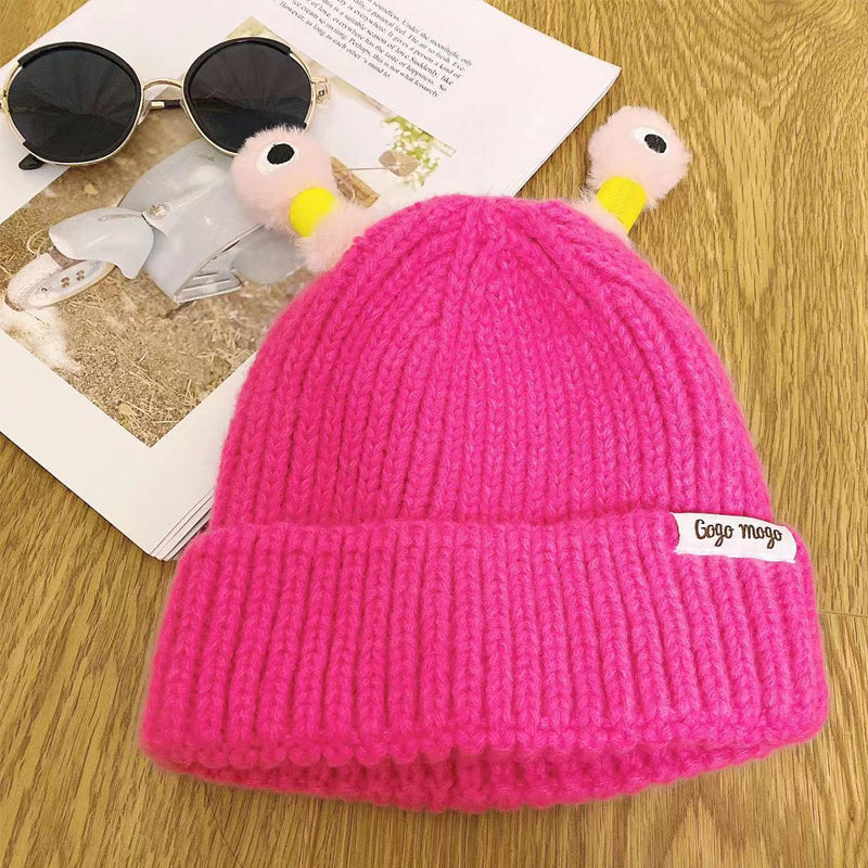 Bonnet tricoté d'hiver parent-enfant, mignon petit monstre brillant