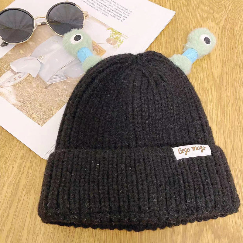 Bonnet tricoté d'hiver parent-enfant, mignon petit monstre brillant