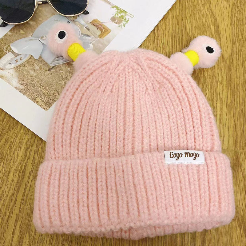 Bonnet tricoté d'hiver parent-enfant, mignon petit monstre brillant