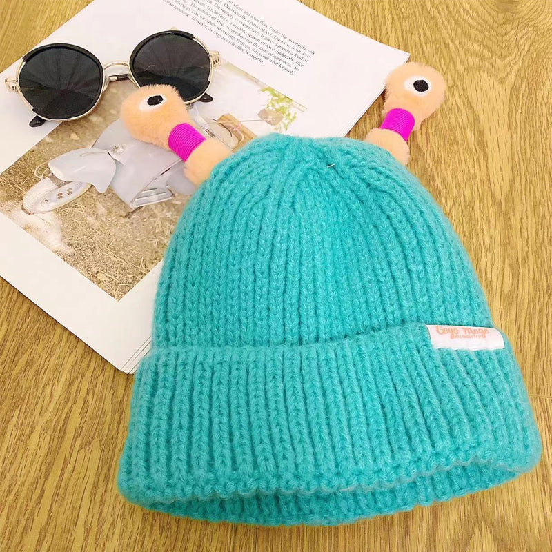 Bonnet tricoté d'hiver parent-enfant, mignon petit monstre brillant