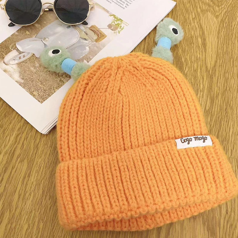 Bonnet tricoté d'hiver parent-enfant, mignon petit monstre brillant