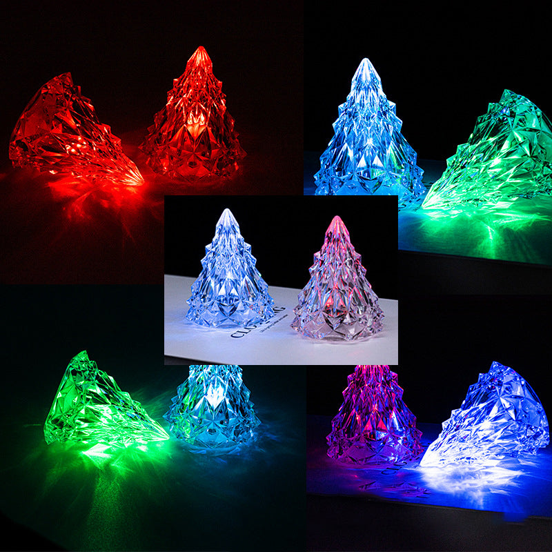Mini veilleuse de sapin de Noël en cristal à LED