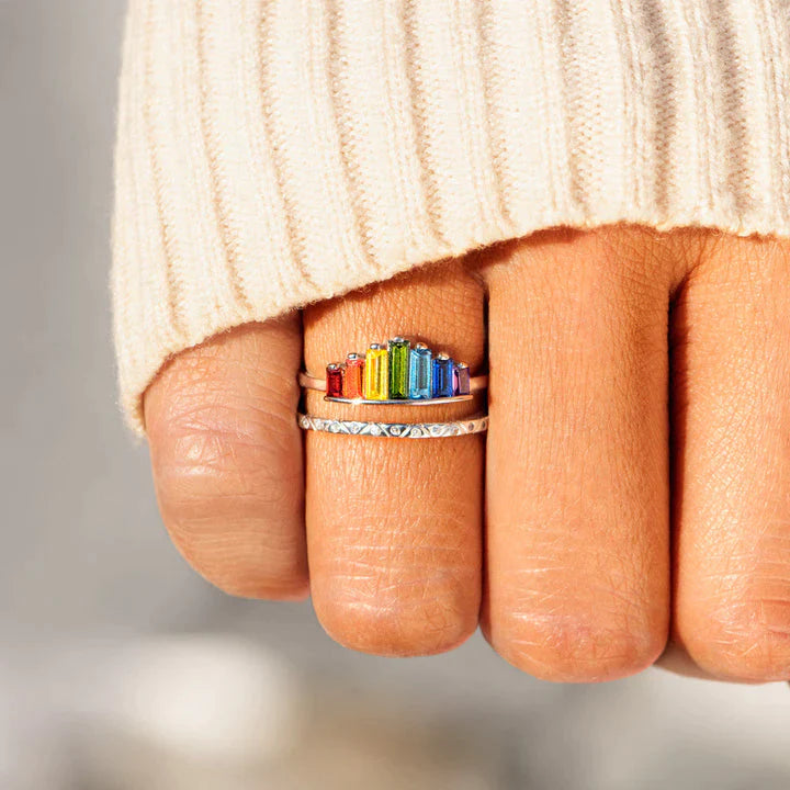 Bague d'Arc-en-ciel Ă  Micro Diamants
