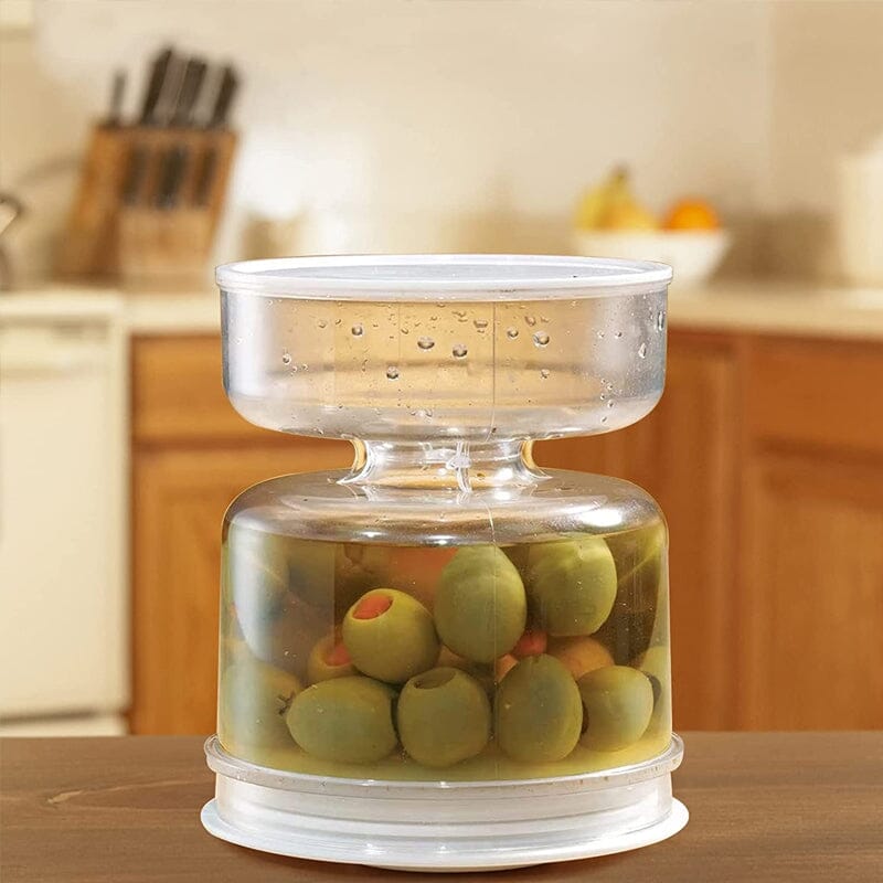 Bocal Ă  cornichons et olives avec passoire