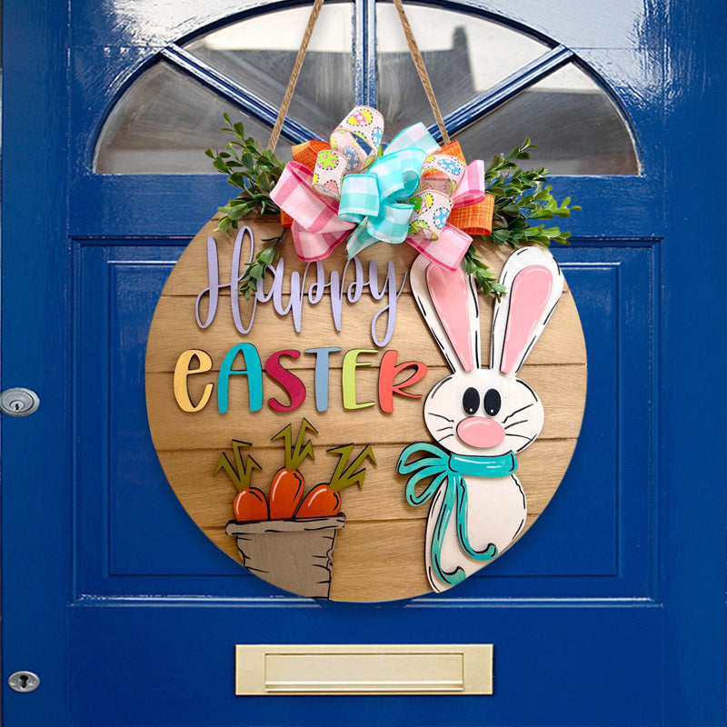Affichette de porte en forme de lapin de PĂąques
