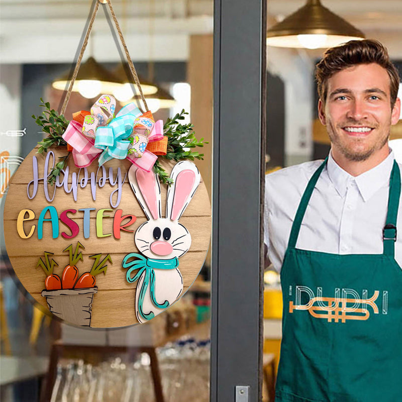 Affichette de porte en forme de lapin de PĂąques