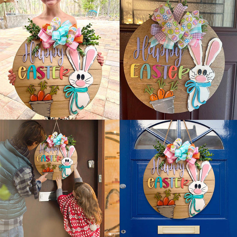 Affichette de porte en forme de lapin de PĂąques