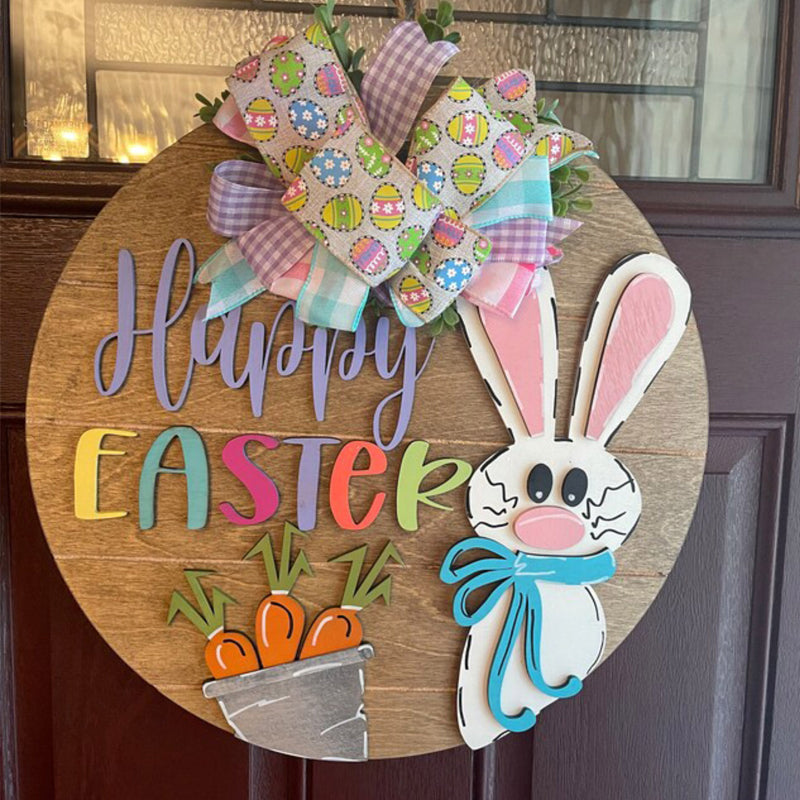 Affichette de porte en forme de lapin de PĂąques