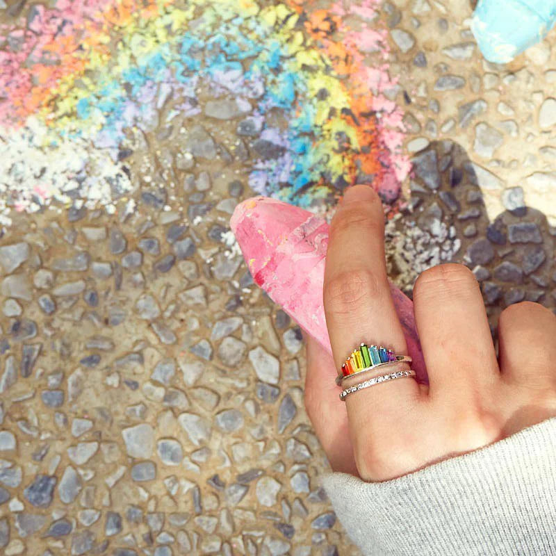 Bague d'Arc-en-ciel Ă  Micro Diamants