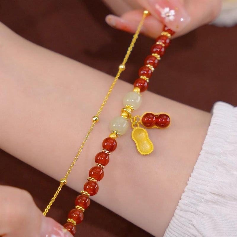 Bracelet Jade Naturel Double Chaîne