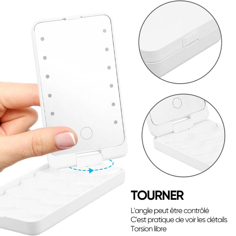 Ensemble de pinceaux de maquillage avec miroir lumineux LED