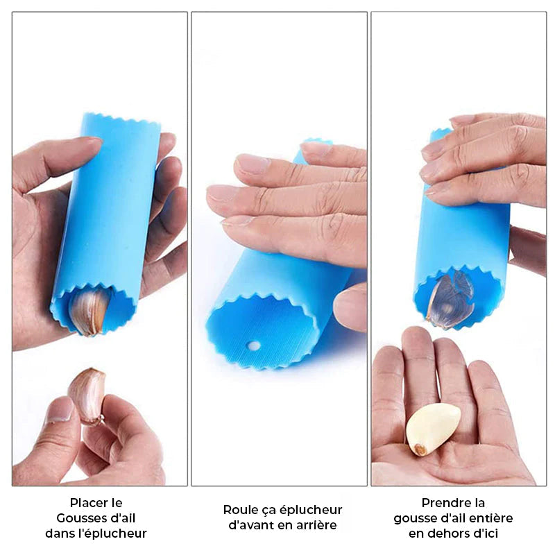 Éplucheur d'ail à roulettes