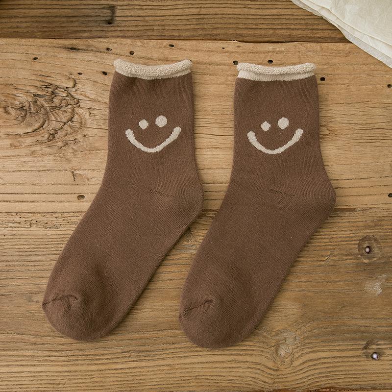 Sousoleil Chaussettes En Coton Mignonnes Avec Des Visages Souriants (5 PCs)
