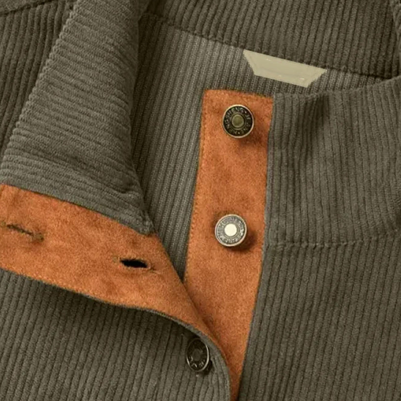 Sweat-shirts décontractés à col montant en velours côtelé pour hommes