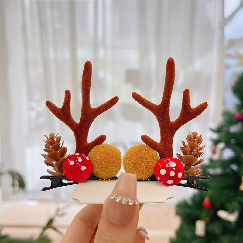 Pince à cheveux de Noël en bois de renne