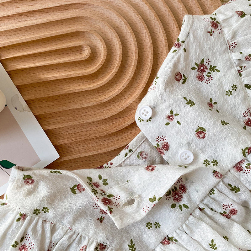 Robe fleurie Ă  col rond pour fille