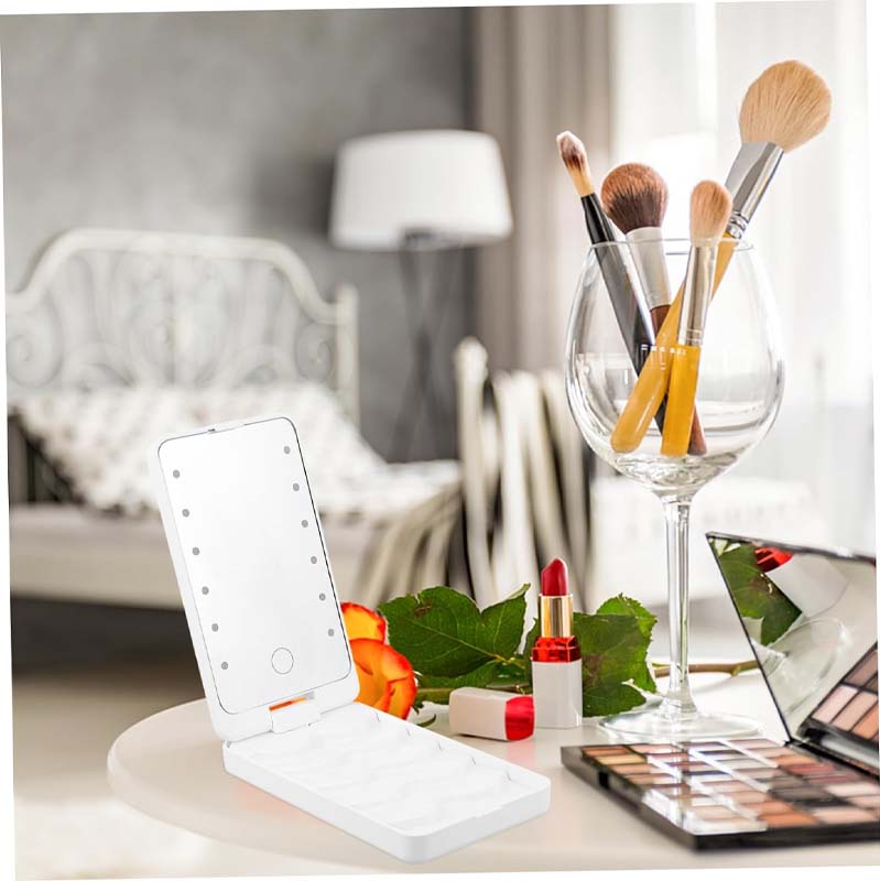 Ensemble de pinceaux de maquillage avec miroir lumineux LED