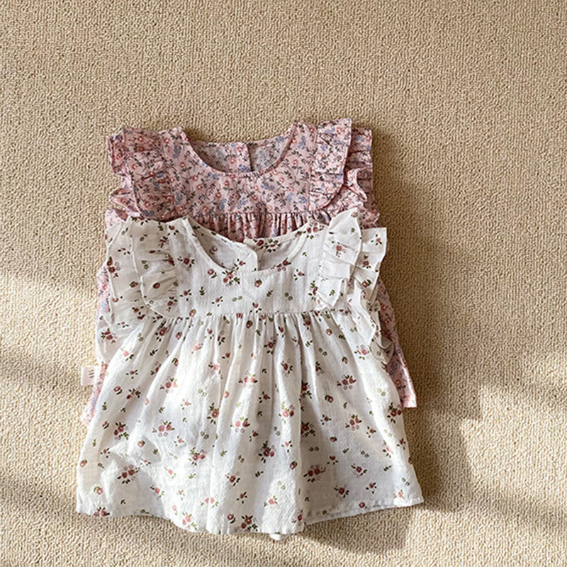 Robe fleurie Ă  col rond pour fille