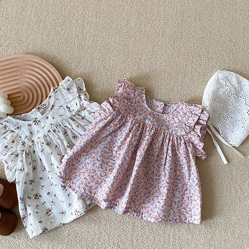 Robe fleurie Ă  col rond pour fille