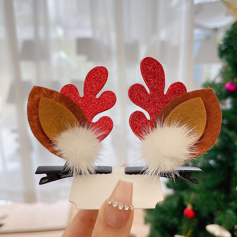Pince à cheveux de Noël en bois de renne