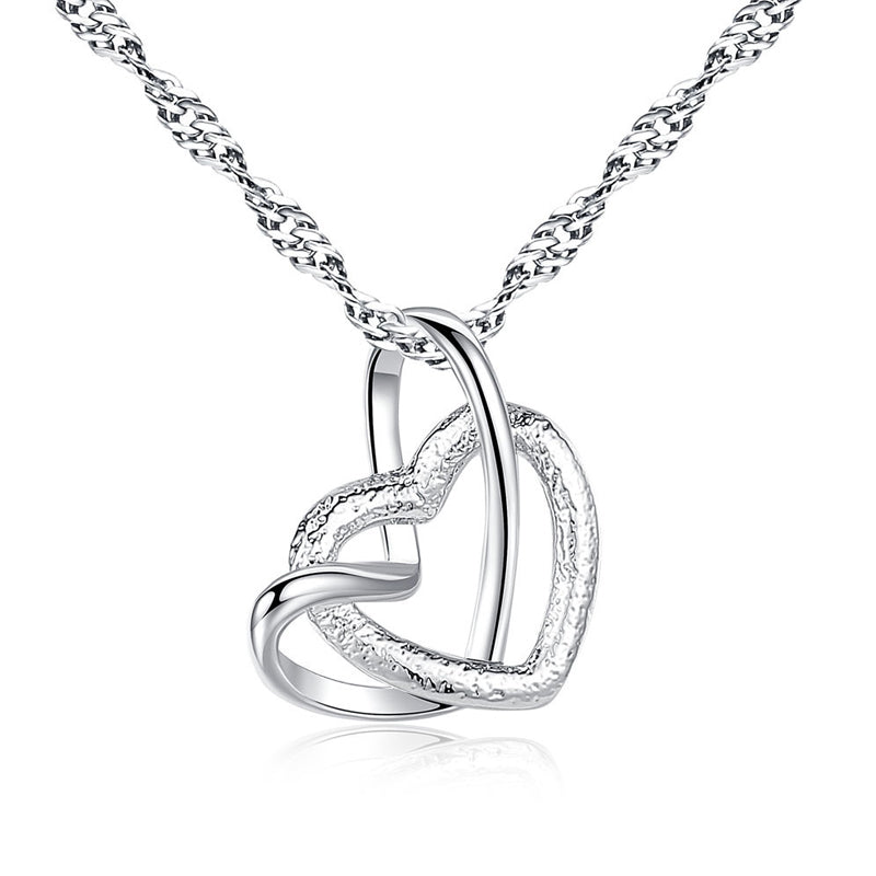 Collier Double Coeur Givré