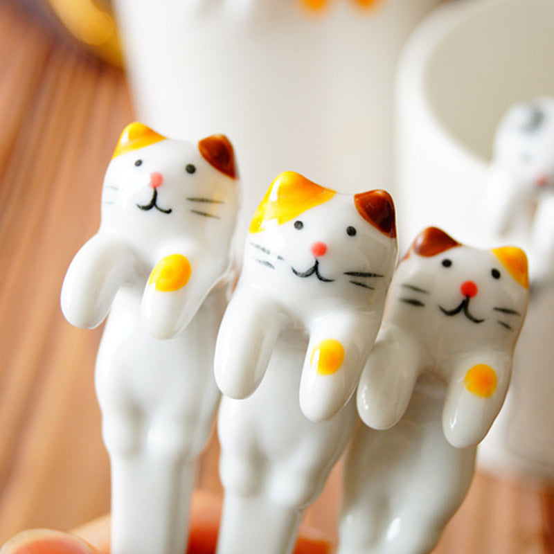 Ensemble de cuillères à café de chat coquin