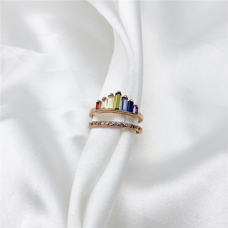 Bague d'Arc-en-ciel Ă  Micro Diamants