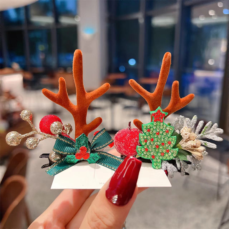 Pince à cheveux de Noël en bois de renne