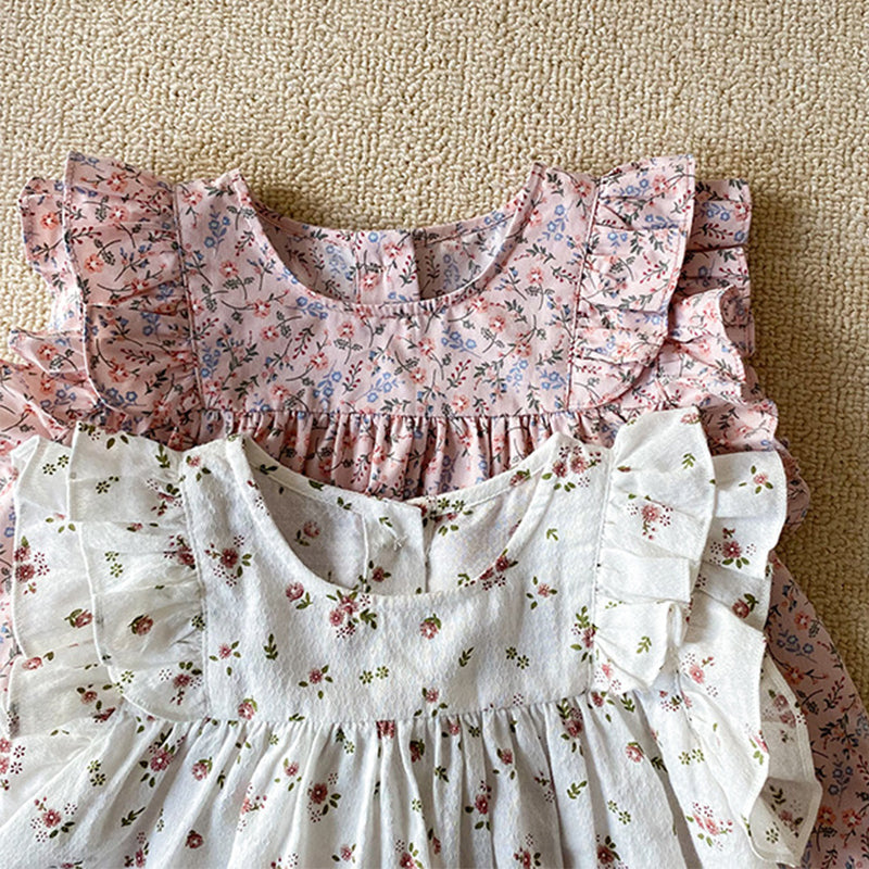 Robe fleurie Ă  col rond pour fille