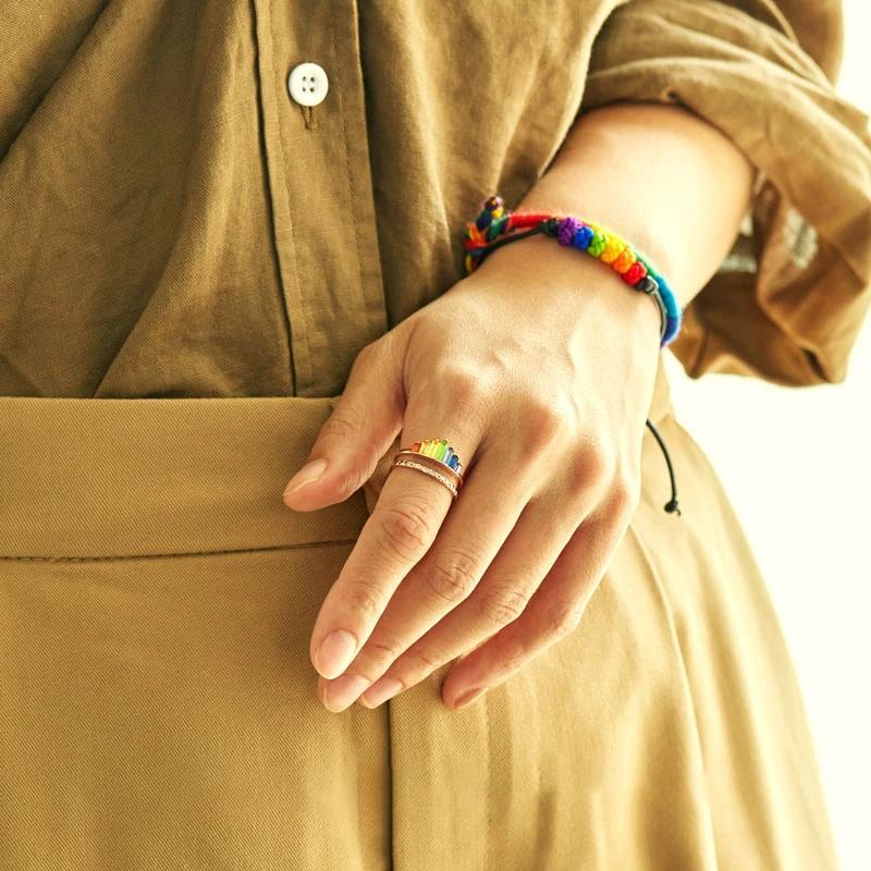 Bague d'Arc-en-ciel Ă  Micro Diamants