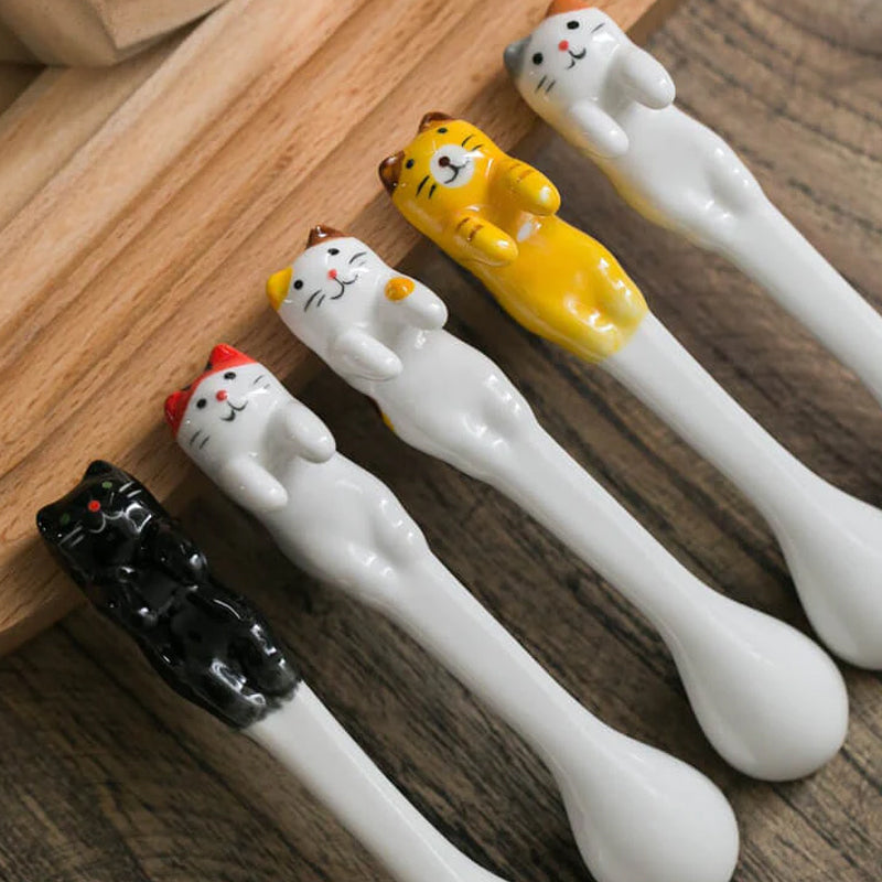 Ensemble de cuillères à café de chat coquin