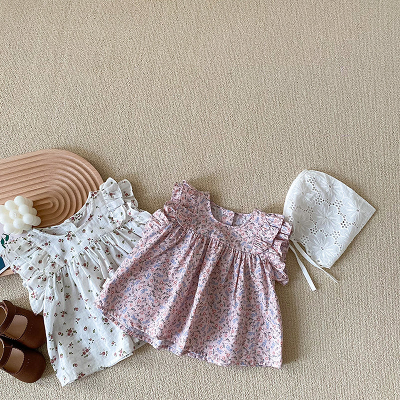 Robe fleurie Ă  col rond pour fille